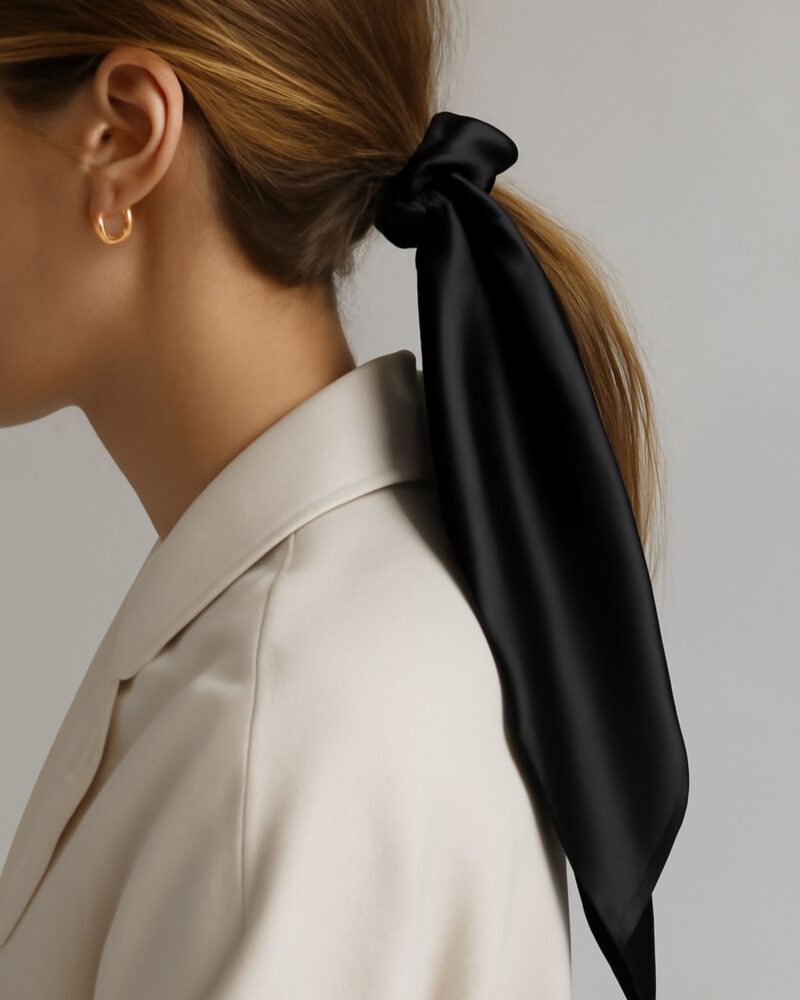 Jedwabna gumka bunny - czarna