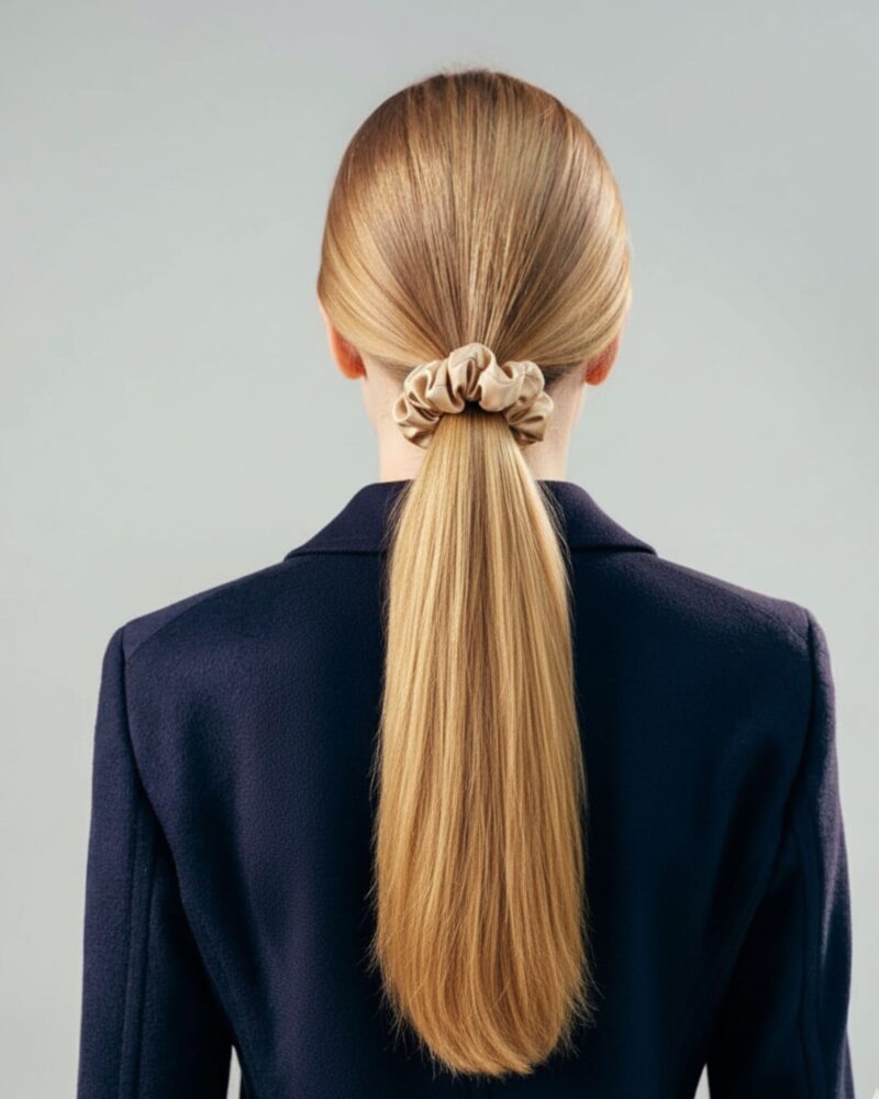 Jedwabna gumka midi - szampańska