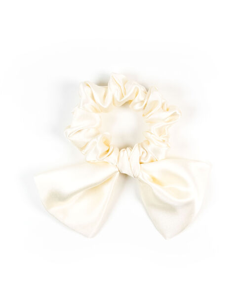 Jedwabna gumka z kokardką - cream