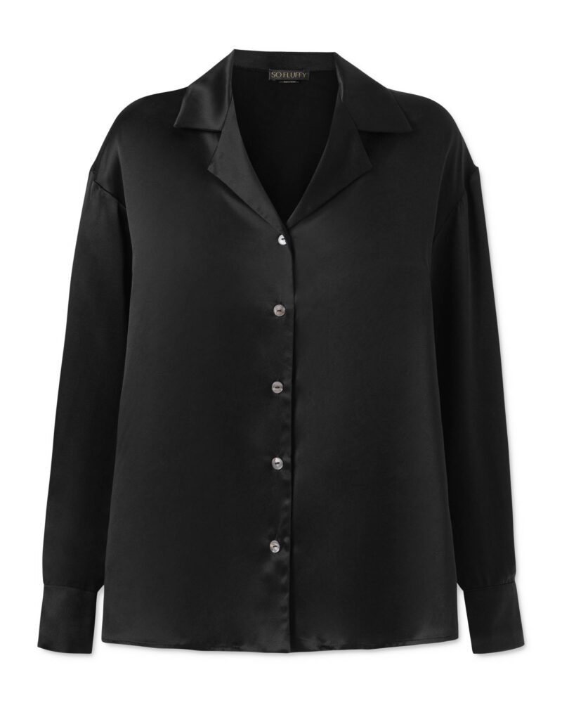 Jedwabna koszula SUNRISE - czarna - ONE SIZE