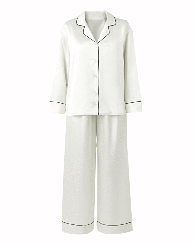 Jedwabna piżama dwuczęściowa Coco – ecru
