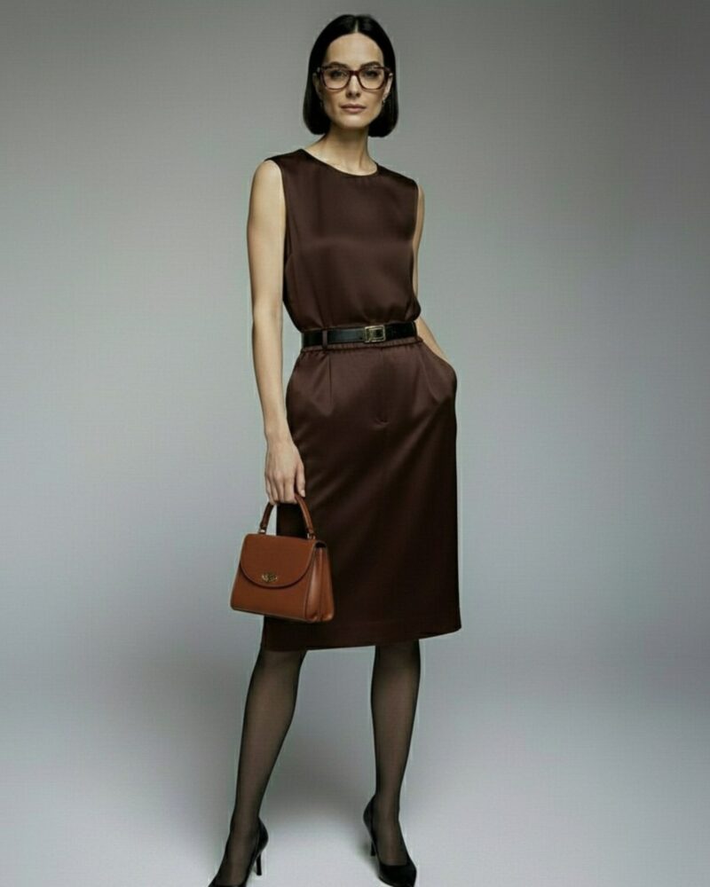 Jedwabna bluzka Klara - dark chocolate