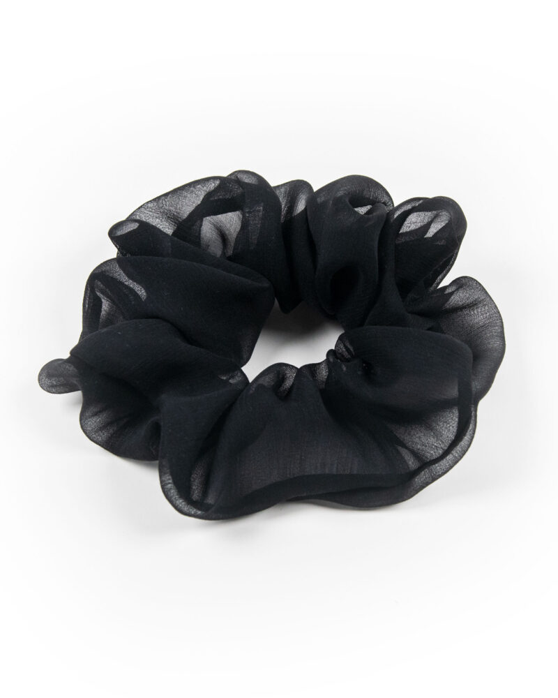 Jedwabna gumka do włosów - Giselle - czarna