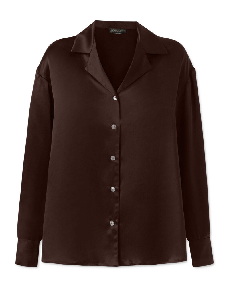 Jedwabna koszula SUNRISE - dark chocolate - ONE SIZE