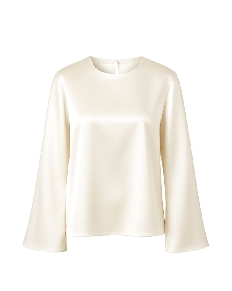 Jedwabny longsleeve Simple - cream