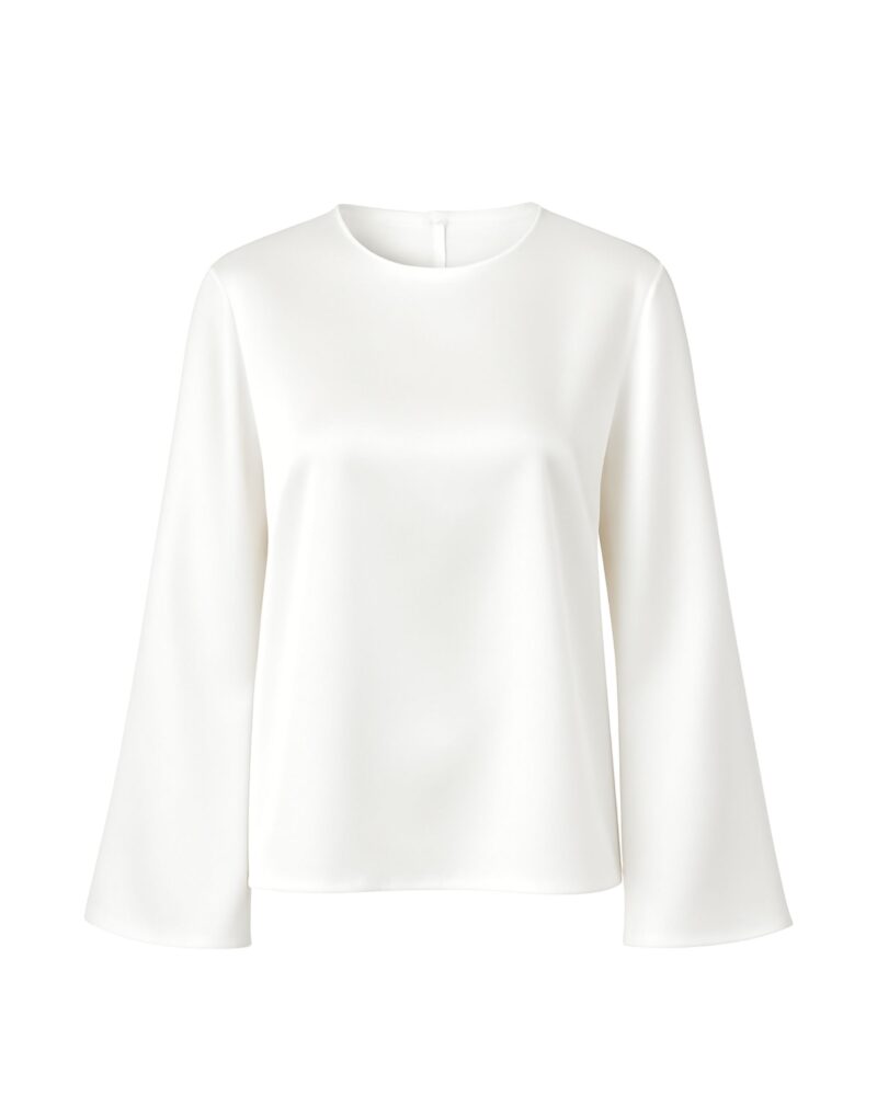 Jedwabny longsleeve Simple - ecru