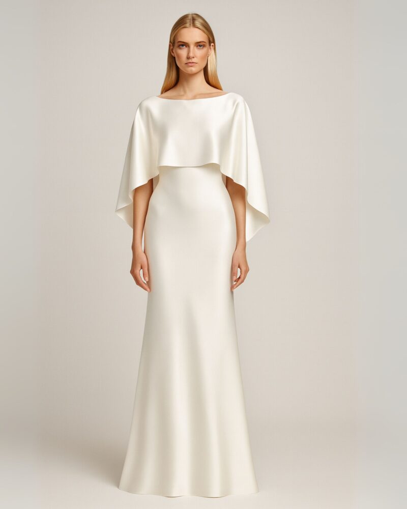 Peleryna z jedwabnej satyny - ecru