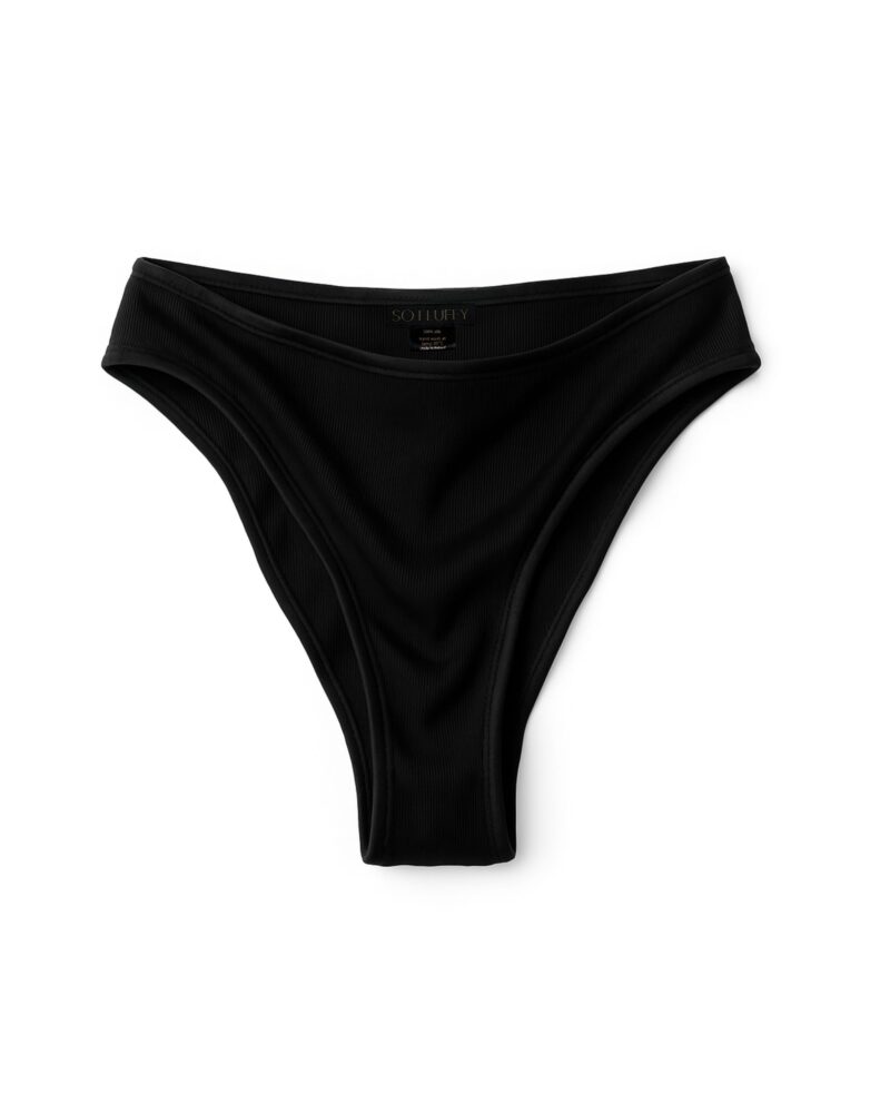 Silk ribbed knit briefs - black