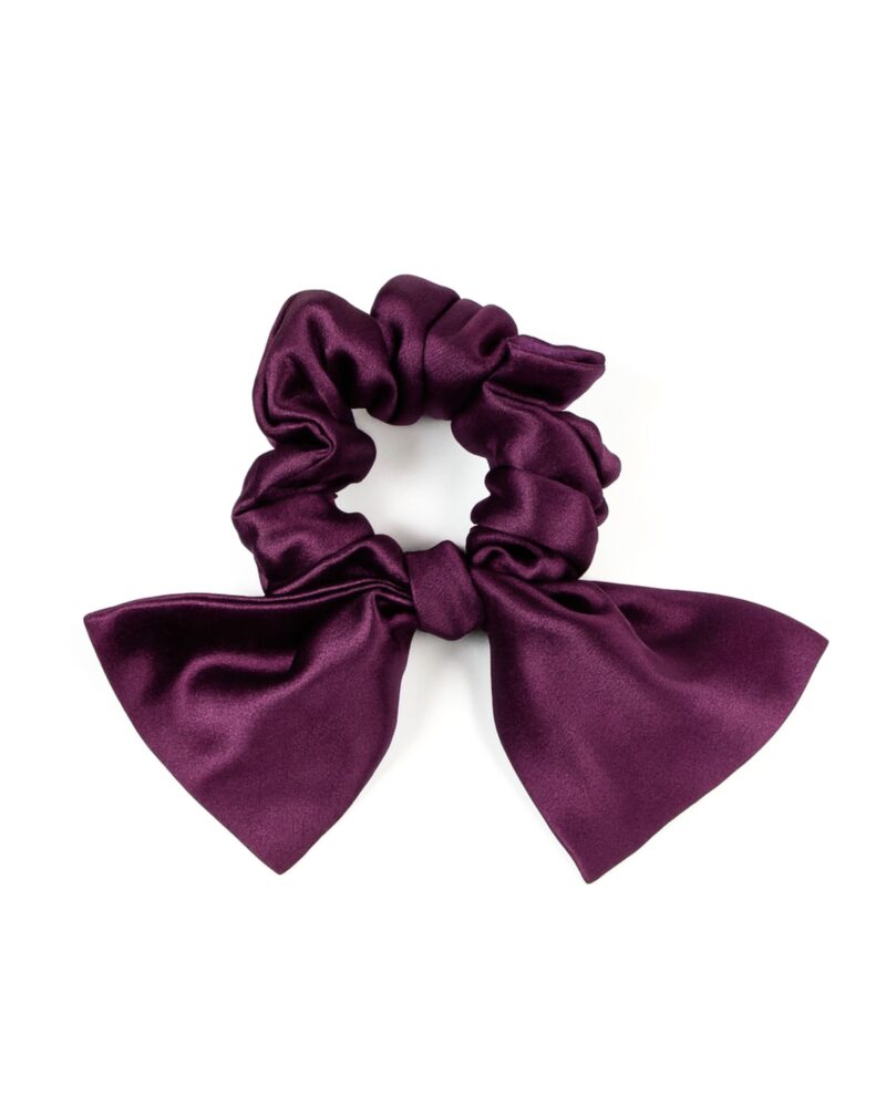 Jedwabna gumka z kokardką - śliwka