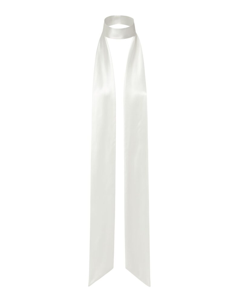 Długa, jedwabna szarfa - ecru